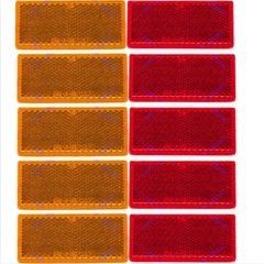 3-1/8" Rectangular Amber/Red Stick On Reflector - Trailers, Trucks, Automobiles, Mail Boxes, Boats, SUV's, RV's, Industrial Strong Adhesive DOT/SAE Approved