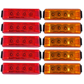 4''x1'' Thin line Led Side Marker and Clearance Lights 4 LED with Reflectors Submersible Sealed 12V with Surface Mount Bracket for Truck, Trailer, Boats, Rectangular (Clear Lens)