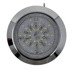Universal Interior Light Round 30 LED Reading Light Ceiling Dome Roof Car Truck Boat Chrome Bezel Housing- 2.7" Diameter Super Bright! White LED's