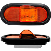 2x 6" Mid Turn Signal Amber Marker Light Rubber Mount 18 LED w/Reflex Lens Universal Waterproof 6 Inch Oval Led Mid-Ship Marker and Turn Signal Semi Truck Trailer Peterbilt Kenworth Light