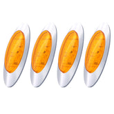 Amber/Red 6.5" Led Marker Light Trucks Oval 16 LED Side Marker Turn Signal Clearance Lights Chrome Bezel Surface Mount Replacement Peterbilt Kenworth Freightliner Trailer 12V