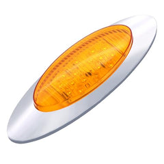 Amber/Red 6.5" Led Marker Light Trucks Oval 16 LED Side Marker Turn Signal Clearance Lights Chrome Bezel Surface Mount Replacement Peterbilt Kenworth Freightliner Trailer 12V