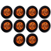 2.5/2-1/2" Round 6 LED Red/Amber Light Truck Trailer Side Marker Clearance Grommet Pigtail Plug Kit (10x, Amber)