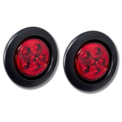 2.5/2-1/2" Round 6 LED Red/Amber Light Truck Trailer Side Marker Clearance Grommet Pigtail Plug Kit (10x, Amber)
