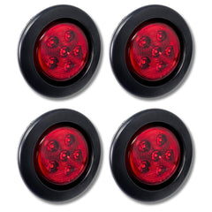2.5/2-1/2" Round 6 LED Red/Amber Light Truck Trailer Side Marker Clearance Grommet Pigtail Plug Kit (10x, Amber)