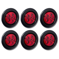 2.5/2-1/2" Round 6 LED Red/Amber Light Truck Trailer Side Marker Clearance Grommet Pigtail Plug Kit (10x, Amber)