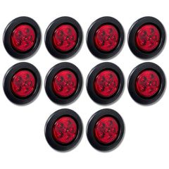 2.5/2-1/2" Round 6 LED Red/Amber Light Truck Trailer Side Marker Clearance Grommet Pigtail Plug Kit (10x, Amber)
