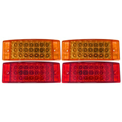 All Star Truck Parts Amber/Red 6" 21 LED Side Marker Clearance Light Rectangle 12V Truck Trailer Camper Boat Marine 6x2 Rectangular Surface Mount Sealed and Waterproof