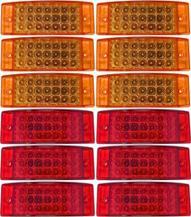 All Star Truck Parts Amber/Red 6" 21 LED Side Marker Clearance Light Rectangle 12V Truck Trailer Camper Boat Marine 6x2 Rectangular Surface Mount Sealed and Waterproof