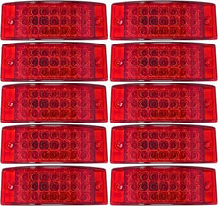All Star Truck Parts Amber/Red 6" 21 LED Side Marker Clearance Light Rectangle 12V Truck Trailer Camper Boat Marine 6x2 Rectangular Surface Mount Sealed and Waterproof