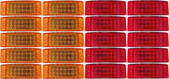 All Star Truck Parts Amber/Red 6" 21 LED Side Marker Clearance Light Rectangle 12V Truck Trailer Camper Boat Marine 6x2 Rectangular Surface Mount Sealed and Waterproof