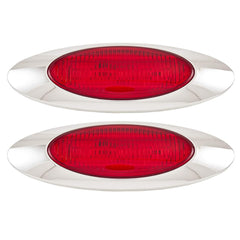 6.5" Oval Side Marker Light 6 LED Amber Chrome Bezel Freightliner Trailer