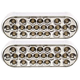 All Star Truck Parts Red/White 6" Oval 24 LED Trailer Stop Turn Tail Reverse Backup Parking Brake Indicator Light Kit DOT Certified With Grommets & Plugs IP67 Waterproof Headache Rack Backrack