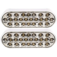 All Star Truck Parts Red/White 6" Oval 24 LED Trailer Stop Turn Tail Reverse Backup Parking Brake Indicator Light Kit DOT Certified With Grommets & Plugs IP67 Waterproof Headache Rack Backrack