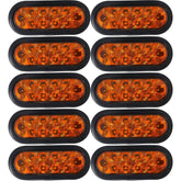 All Star Truck Parts Red/White/Amber 6" Oval 10 LED Trailer Stop Turn Tail Light Kit DOT Certified with Grommets & Plugs IP67 Waterproof Mid Turn Parking Reverse Back Up Signal Headache Rack Backrack