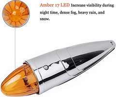All Star Truck Parts 5PCS 17 LED Amber Torpedo Cab Marker Roof Running Top Lights Assembly Super Bright Chrome Heavy Duty Trucks Replacement for International Kenworth/Peterbilt/Freightliner/Mack?