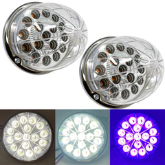 Dual Revolution Turn Signal Marker to Auxiliary 17 LED Watermelon Lights Clear Lens & Stainless Steel Bezel Marker Lights for Freightliner Kenworth Peterbilt Trailer Heavy Trucks