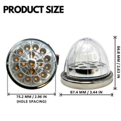 Dual Revolution Turn Signal Marker to Auxiliary 17 LED Watermelon Lights Clear Lens & Stainless Steel Bezel Marker Lights for Freightliner Kenworth Peterbilt Trailer Heavy Trucks