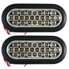 All Star Truck Parts Red/White 6" Oval 24 LED Trailer Stop Turn Tail Reverse Backup Parking Brake Indicator Light Kit DOT Certified With Grommets & Plugs IP67 Waterproof Headache Rack Backrack