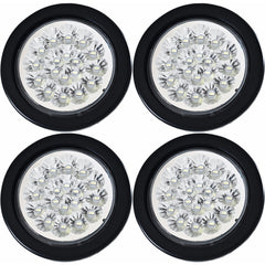 4" Round Amber LED Trailer Tail Light 24 LED Stop Turn Signal Brake Marker Running Lights w/ 3 Wire Pigtail Plug Trucks Trailer RV Boat Dump Truck Camper IP67 Waterproof DOT Certified 12V