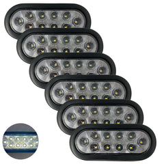 All Star Truck Parts Red/White/Amber 6" Oval 10 LED Trailer Stop Turn Tail Light Kit DOT Certified with Grommets & Plugs IP67 Waterproof Mid Turn Parking Reverse Back Up Signal Headache Rack Backrack