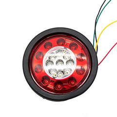 2Pcs 4.3" Inch Round led Trailer Tail Lights 19 LED Red Brake Stop Turn Tail Running Lights and Amber Turn Signal Indicator Lights Multi Functions Grommet Mount Sealed for RV Trucks