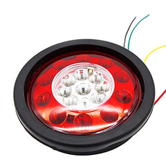 2Pcs 4.3" Inch Round led Trailer Tail Lights 19 LED Red Brake Stop Turn Tail Running Lights and Amber Turn Signal Indicator Lights Multi Functions Grommet Mount Sealed for RV Trucks