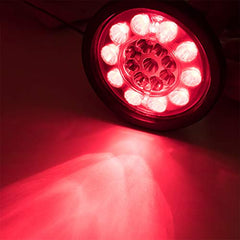 2Pcs 4.3" Inch Round led Trailer Tail Lights 19 LED Red Brake Stop Turn Tail Running Lights and Amber Turn Signal Indicator Lights Multi Functions Grommet Mount Sealed for RV Trucks