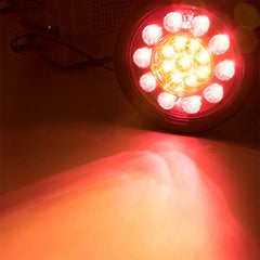 2Pcs 4.3" Inch Round led Trailer Tail Lights 19 LED Red Brake Stop Turn Tail Running Lights and Amber Turn Signal Indicator Lights Multi Functions Grommet Mount Sealed for RV Trucks