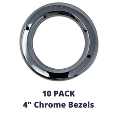 All Star Truck Parts 4" Inch Round Chrome Bezel Grommet for Vehicle Lights Stop Turn Tail Light Covers Rings for Truck Trailer Kenworth Peterbilt