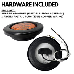 2.5/2-1/2" Round 6 LED Red/Amber Light Truck Trailer Side Marker Clearance Grommet Pigtail Plug Kit (10x, Amber)