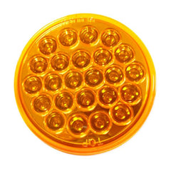 4" Round Amber LED Trailer Tail Light 24 LED Stop Turn Signal Brake Marker Running Lights w/ 3 Wire Pigtail Plug Trucks Trailer RV Boat Dump Truck Camper IP67 Waterproof DOT Certified 12V