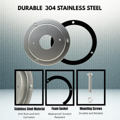 Watermelon Light Bunk Adapter Kit for any 4" hole, 3" Spacing Mount, Stainless Steel Round Marker Light Bezel Covers Truck RV Trailer Tail Light Bezel Custom Mounting Bracket, Light Not Included