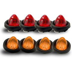 All Star Truck Parts 10Pcs 2 inch Amber 9LED Side Marker Lights, 2" Beehive Light, Round Cone Clearance Lights with Reflector Lens for 12V Trailer Truck Replacement for Peterbilt Kenworth Freightliner