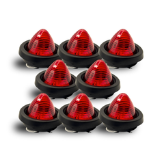 All Star Truck Parts 2 inch Amber/Red 9LED Side Marker Lights, 2" Beehive Light, Round Cone Clearance Lights with Reflector Lens for 12V Trailer Truck Replacement for Peterbilt Kenworth Freightliner