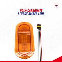 All Star Truck Parts 2Pcs 6 Inch Oval 24 LED Mid Ship Turn Signal and Side Marker Clearance Lights Amber Lens Halo Surface Mounted Sealed with 3-Wire Pigtail for Led Trailer Lights, Weathertight Plug