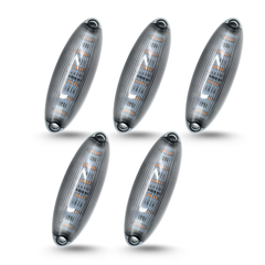 All Star Truck Parts 5pcs Amber Lens Yellow 12 LED Top Cab Marker Roof Running Lights Lamps Assembly Replacement for Freightliner Cascadia 2008-2019 Heavy Duty Truck Cab Lights, Flange Mount, 6"x2"