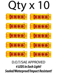 Amber 4" Inch 4 LED Rectangle Truck Trailer Side Marker Clearance Light