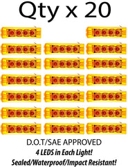 Amber 4" Inch 4 LED Rectangle Truck Trailer Side Marker Clearance Light