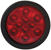 4" Red 10 LED Round Stop Turn Tail Truck Light with Grommet & Pigtail - Qty 10