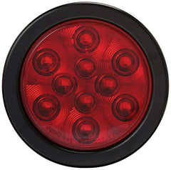 4" Red 10 LED Round Stop Turn Tail Truck Light with Grommet & Pigtail - Qty 10