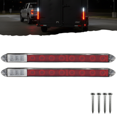2PC 13.5" LED Identification Light Bar Dual Function - Stop, Tail, Turn, & Back-Up Light - 8 Red/6 White LEDs, Super Bright, Weatherproof IP67, DOT FMVSS Compliant Trailers RVs Campers, 12V