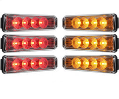 4''x1'' Thin line Led Side Marker and Clearance Lights 4 LED with Reflectors Submersible Sealed 12V with Surface Mount Bracket for Truck, Trailer, Boats, Rectangular (Clear Lens)