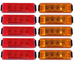 4''x1'' Thin line Led Side Marker and Clearance Lights 4 LED with Reflectors Submersible Sealed 12V with Surface Mount Bracket for Truck, Trailer, Boats, Rectangular (Clear Lens)