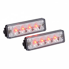 4''x1'' Thin line Led Side Marker and Clearance Lights 4 LED with Reflectors Submersible Sealed Waterproof 12V with Surface Mount Bracket for Truck, Trailer, Boats, Rectangular (Clear Lens)