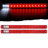 2PC 18" LED Identification Light Bar Dual Function - Stop, Tail, Turn, Neon Glow & Back-Up Light - 12 Red/9 White LEDs, Super Bright, Weatherproof IP67, DOT FMVSS Compliant Trailers RVs Campers, 12V