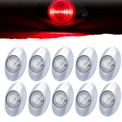 All Star Truck Parts 3" Amber/Red Led Side Marker Lights 3 LED Chrome Surface Mount with Bullet Plugs Waterproof Peterbilt Kenworth Freightliner Led Cab Panel Sealed Surface Mount