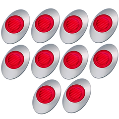 All Star Truck Parts 3" Amber/Red Led Side Marker Lights 3 LED Chrome Surface Mount with Bullet Plugs Waterproof Peterbilt Kenworth Freightliner Led Cab Panel Sealed Surface Mount