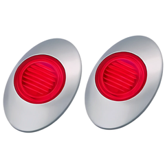 All Star Truck Parts 3" Amber/Red Led Side Marker Lights 3 LED Chrome Surface Mount with Bullet Plugs Waterproof Peterbilt Kenworth Freightliner Led Cab Panel Sealed Surface Mount