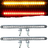 2x 12" Red/Amber LED Double Face Truck Semi Trailer Pedestal Single Stud Mount Light Bars 38 LED Waterproof Sealed 4 Function Sequential Flow Turn Signal Stop Tail Strobe Marker Clearance 10-30V